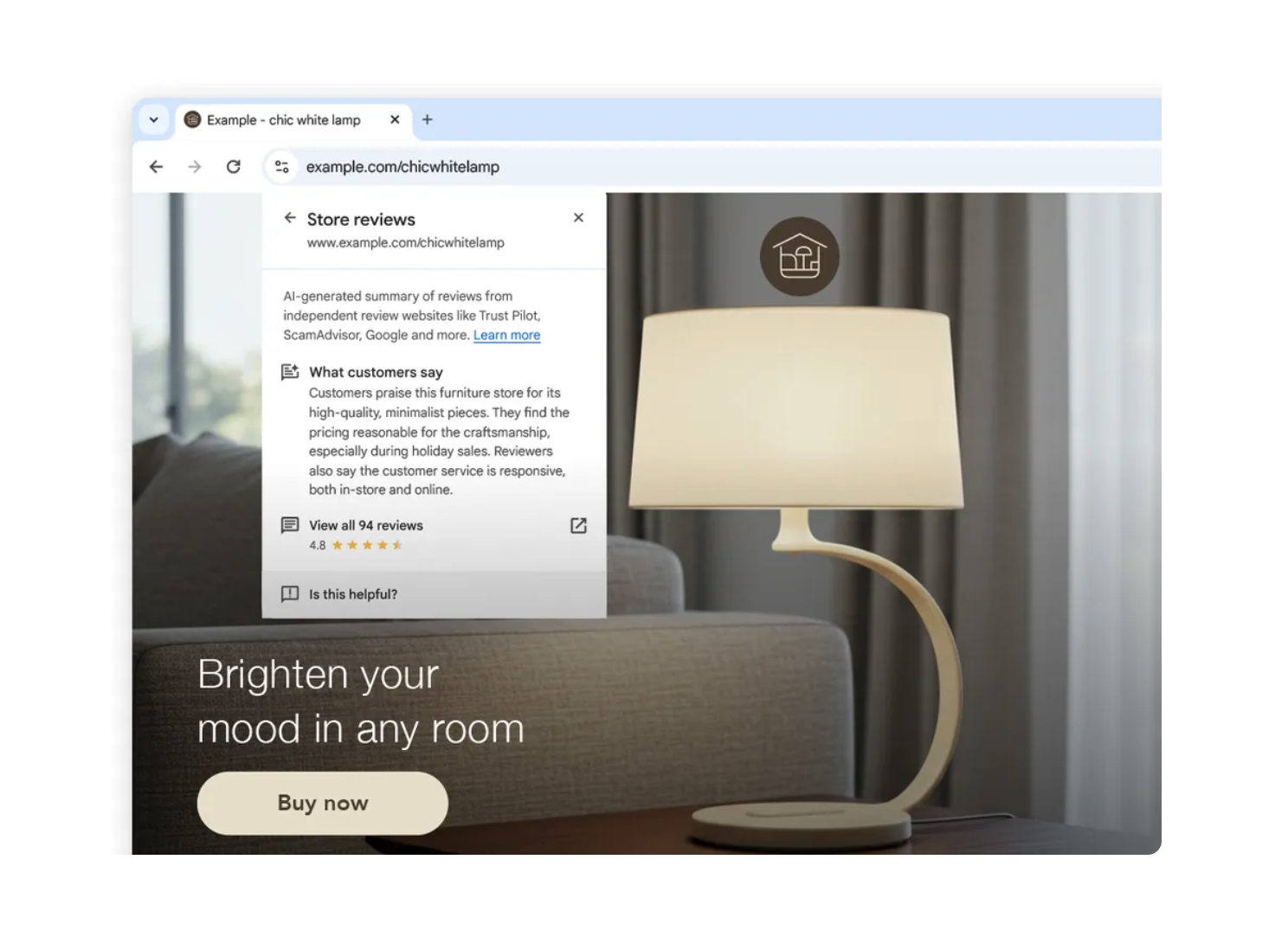 Chrome will now display AI reviews of online stores