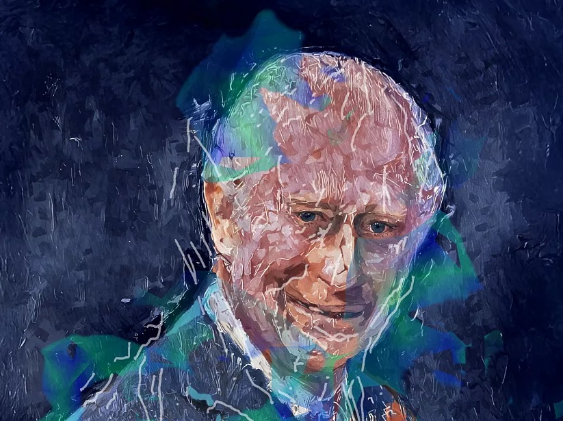 Portrait of King Charles painted by humanoid artist Ai-Da exhibited at the UN