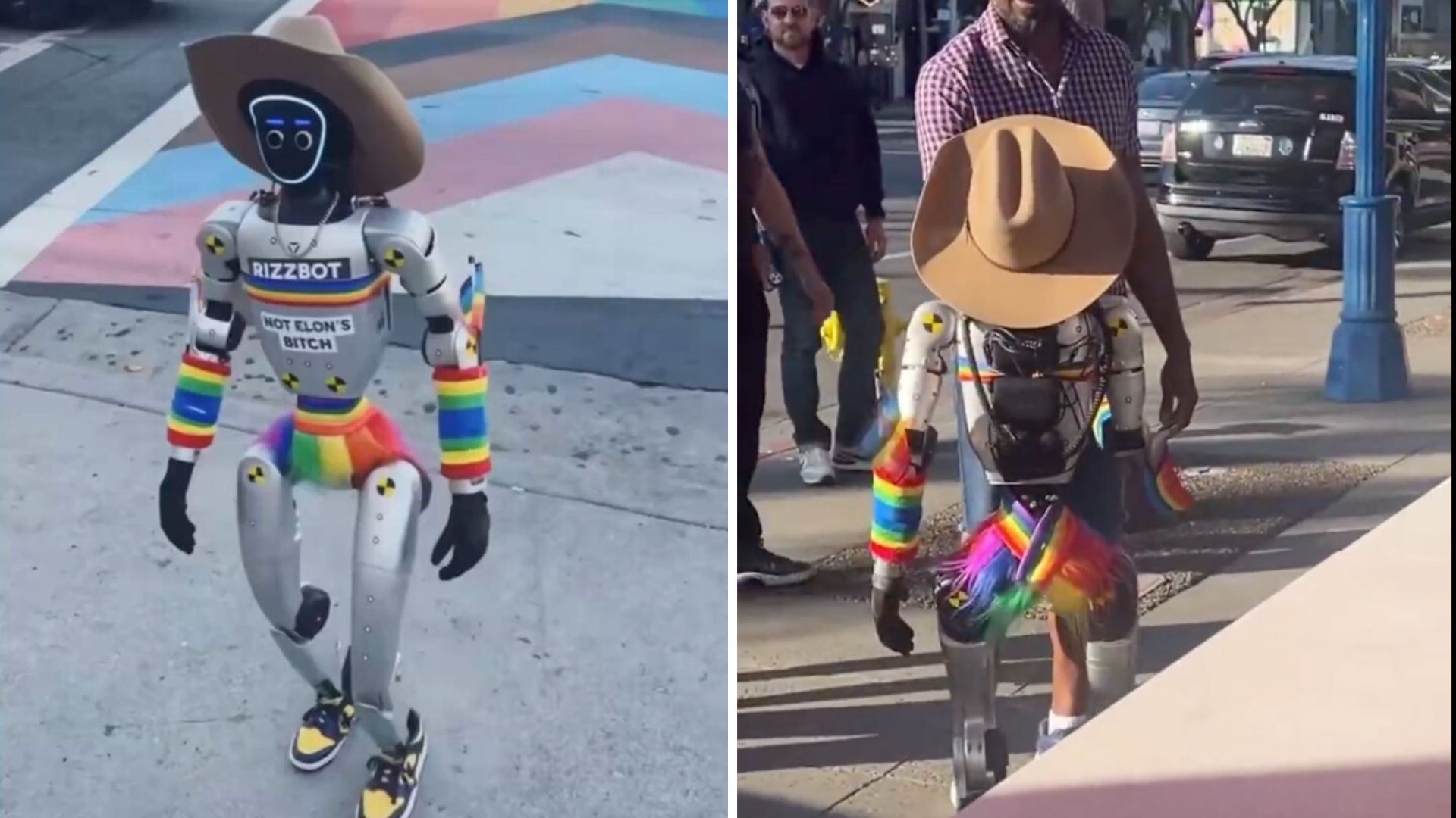 Pride-ready humanoid robot in cowboy hat charms West Hollywood crowd in viral video