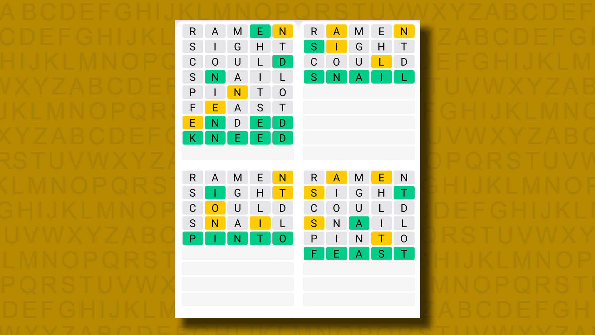 Quordle hints and answers for Monday, July 21 (game #1274)