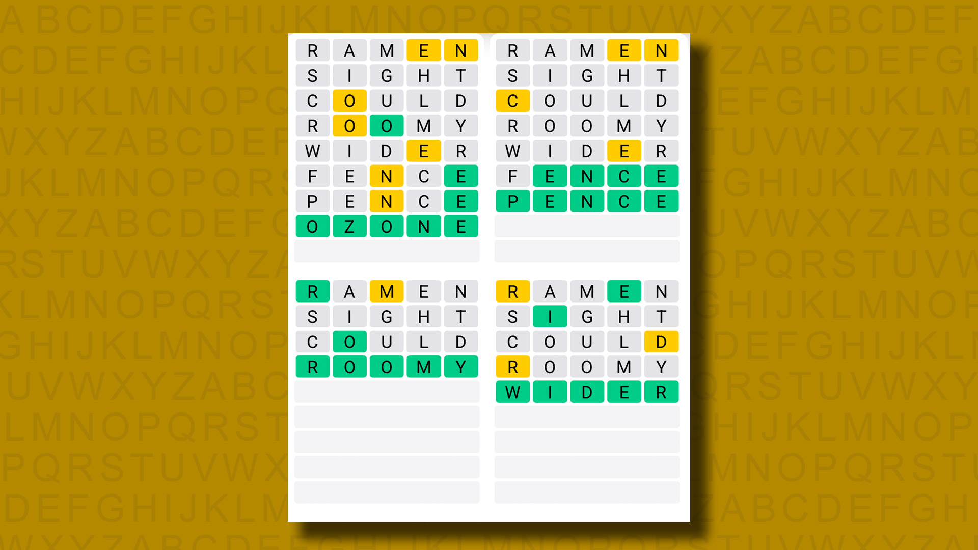 Quordle hints and answers for Wednesday, July 23 (game #1276)