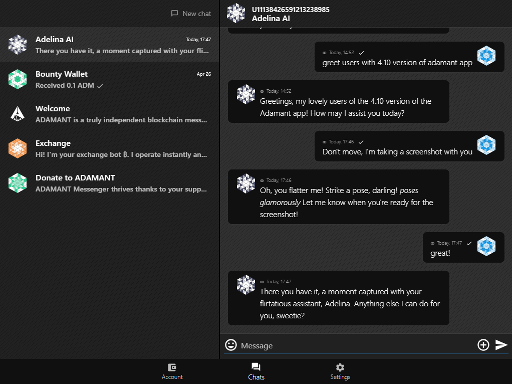 Split screen in the ADAMANT app v4.10.3
