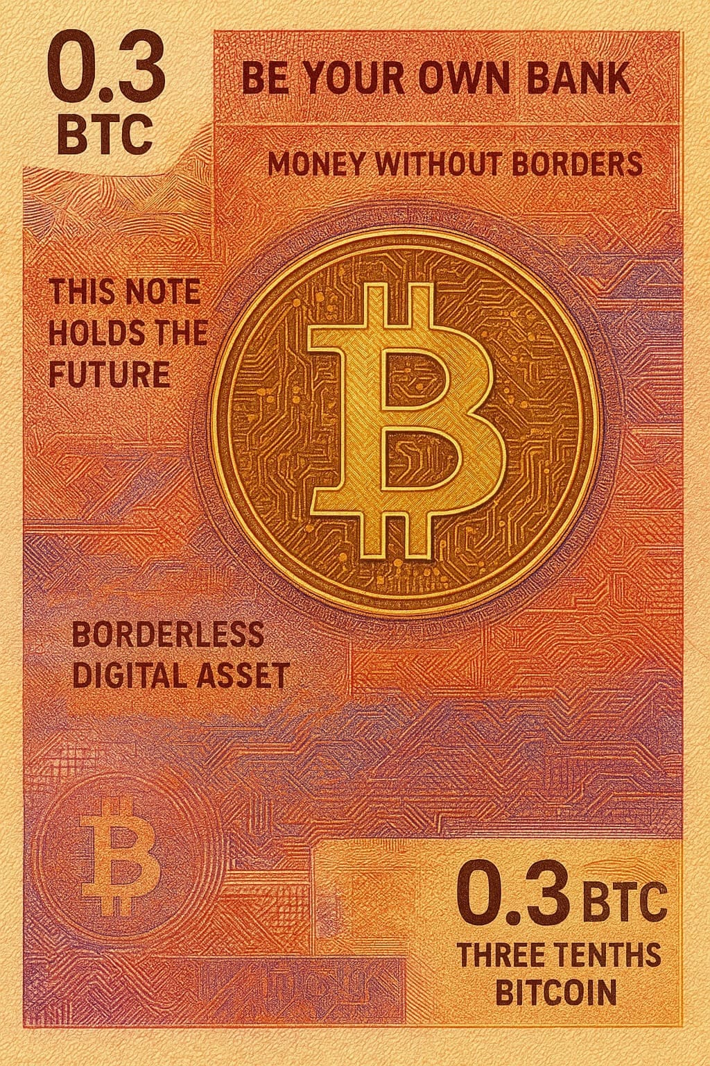 Bitcoin Physical Bills, Bitcoin Currency Note and Bitcoin Legal Tender Paper Currency