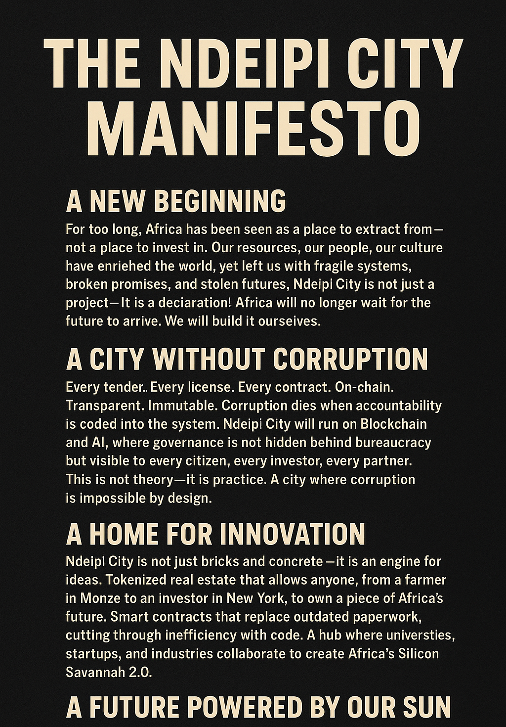 The Ndeipi City Manifesto: Building the Future Africa Deserves