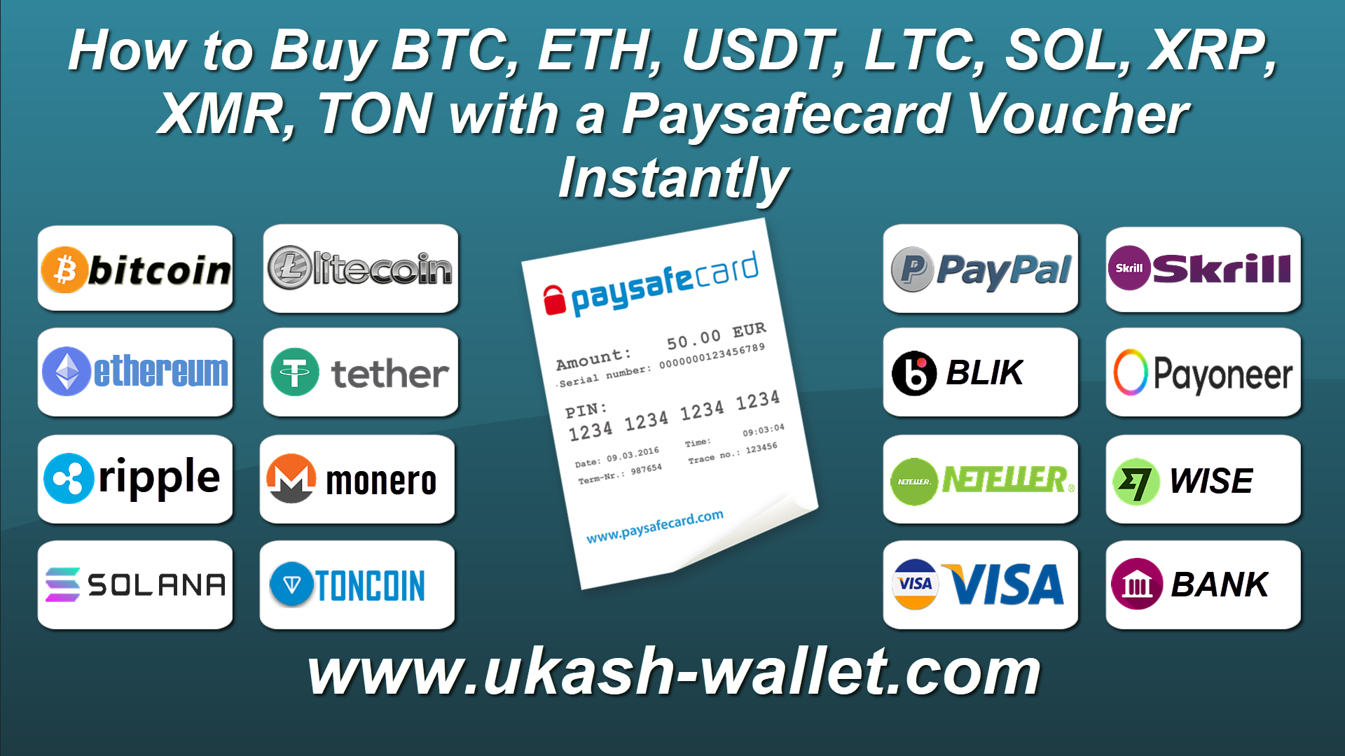 How to Buy BTC, ETH, USDT, LTC, SOL, XRP, XMR, TON with a Paysafecard Voucher Instantly in 2025