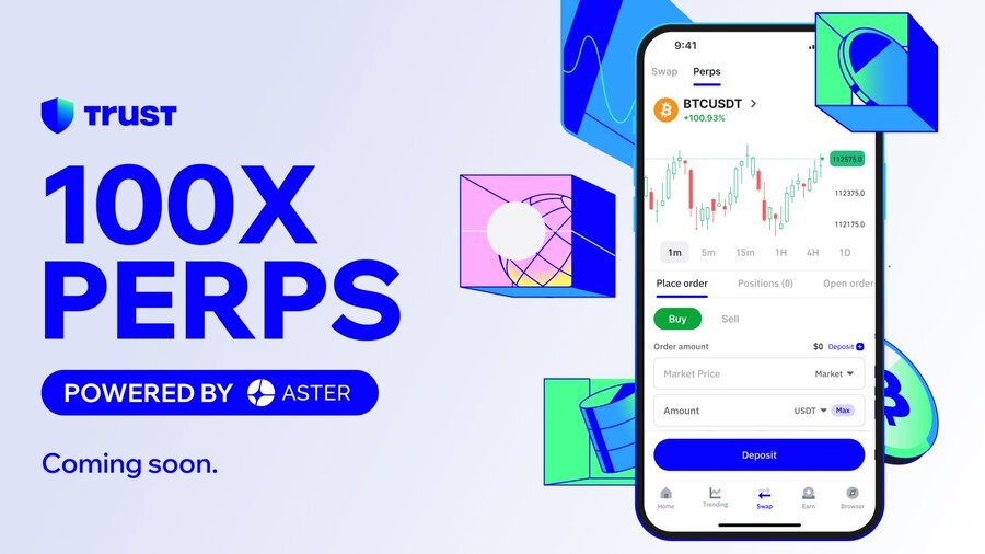 Trust Wallet to Introduce Perps with 100+ Markets & Up to 100x Leverage through Aster DEX