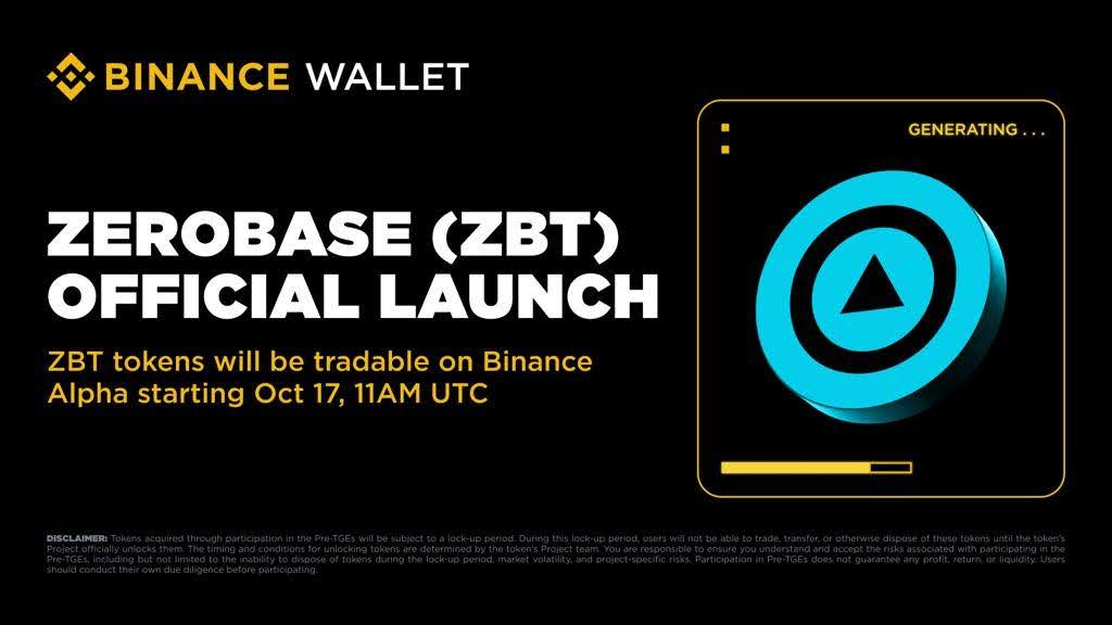 Binance Launches $1 Billion ZEROBASE (ZBT) Airdrop and Listing, Trading Opens October 17