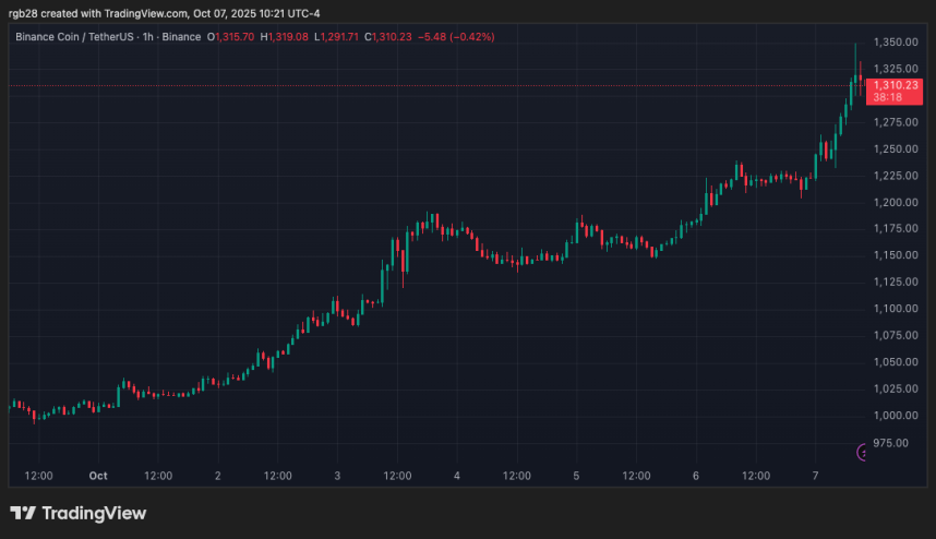 BNB Flips XRP’s Market Capitalization As Price Hits $1,300 Record High – What’s Next?