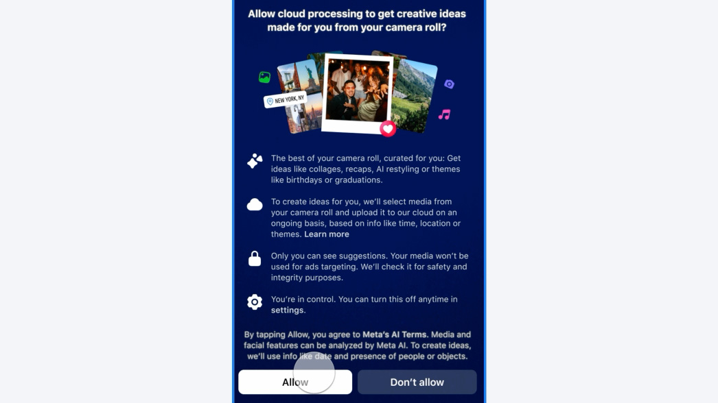Facebook’s latest AI feature can scan your phone’s camera roll