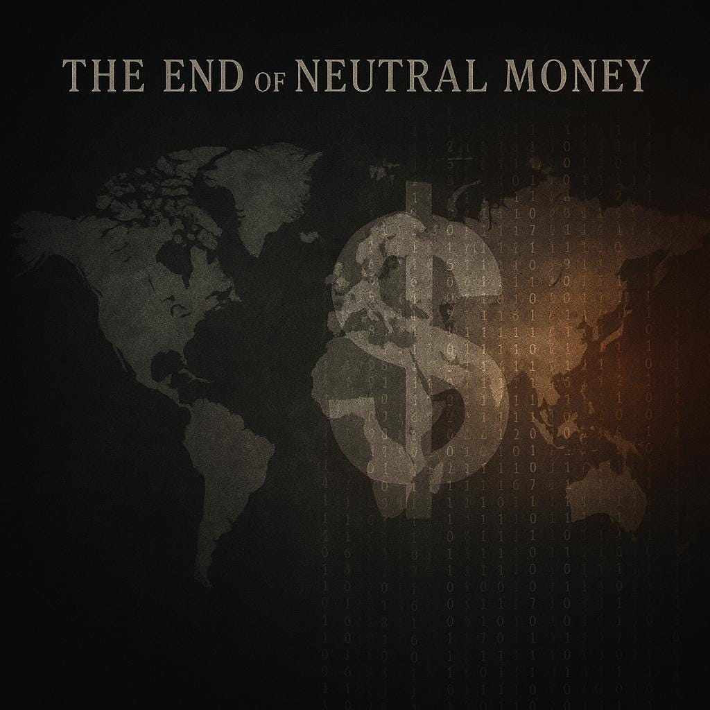 The End of Neutral Money — How Politics, Policy, and Programmable Assets Are Redefining Global…