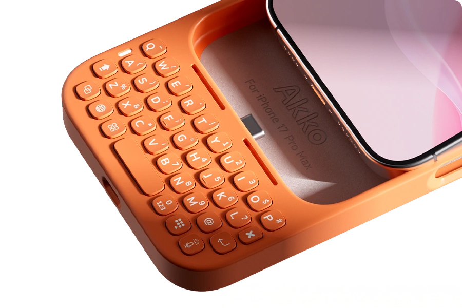 This BlackBerry-style iPhone keyboard case has an optional weight to improve its balance