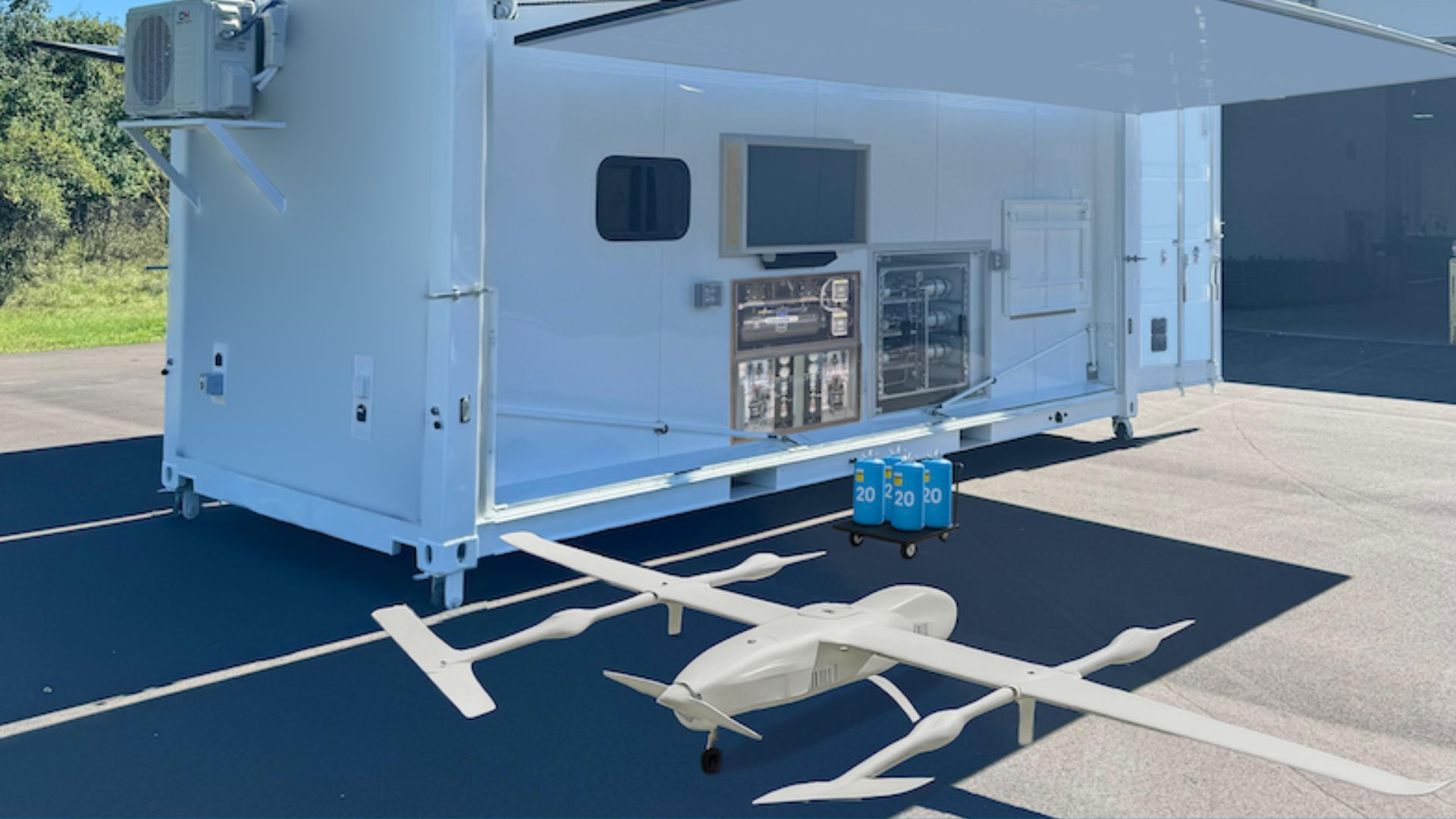 US firm unveils mobile hydrogen refueling nanogrid to power long-range military drones