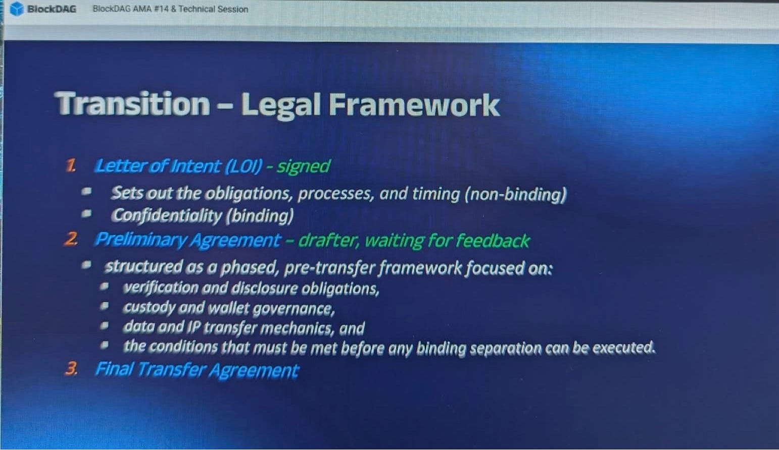 An Invitation to Those Controlling BlockDAG and the Transition