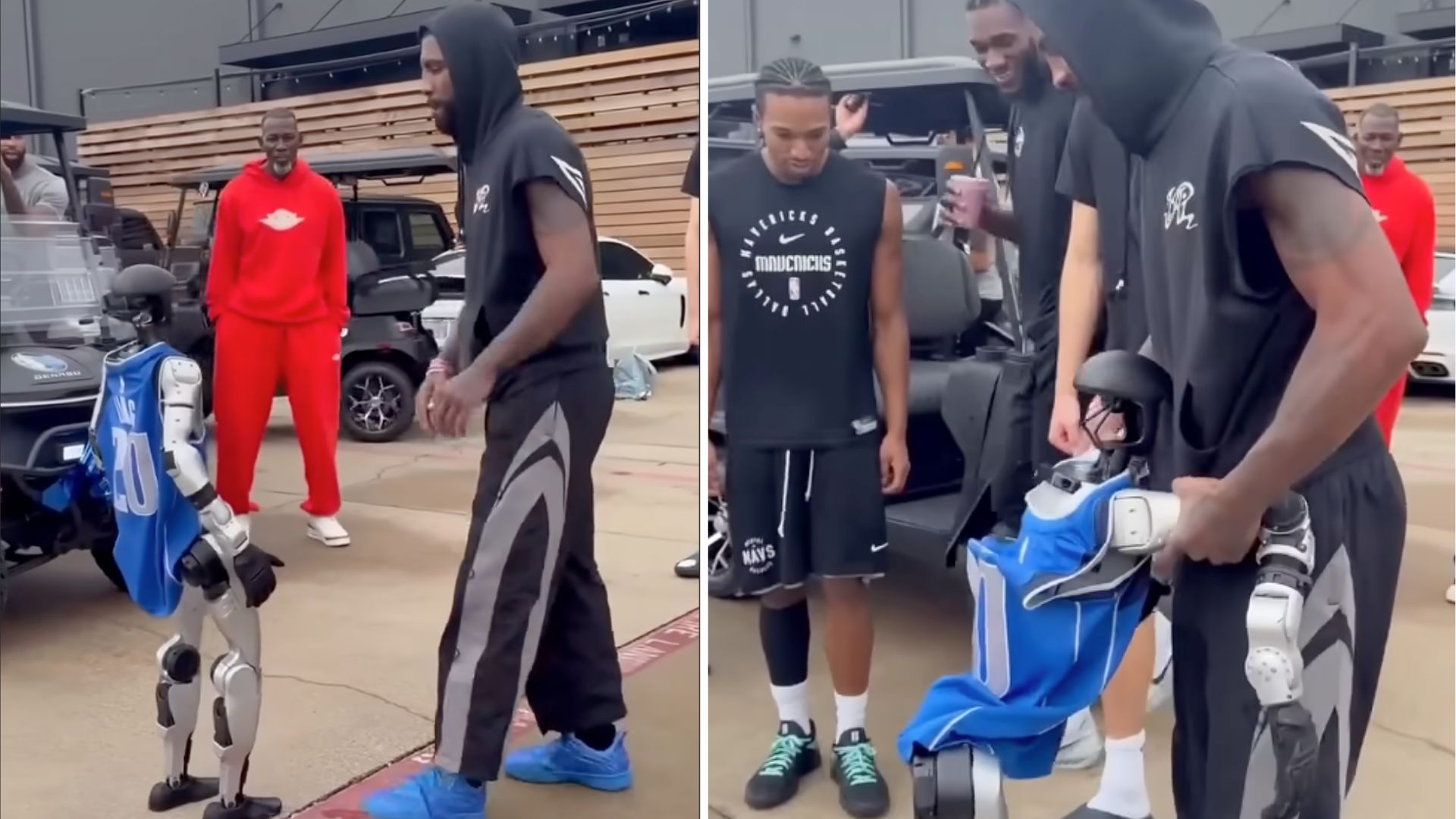 Video: NBA Star Kyrie Irving’s friendly shove knocks humanoid robot to the ground