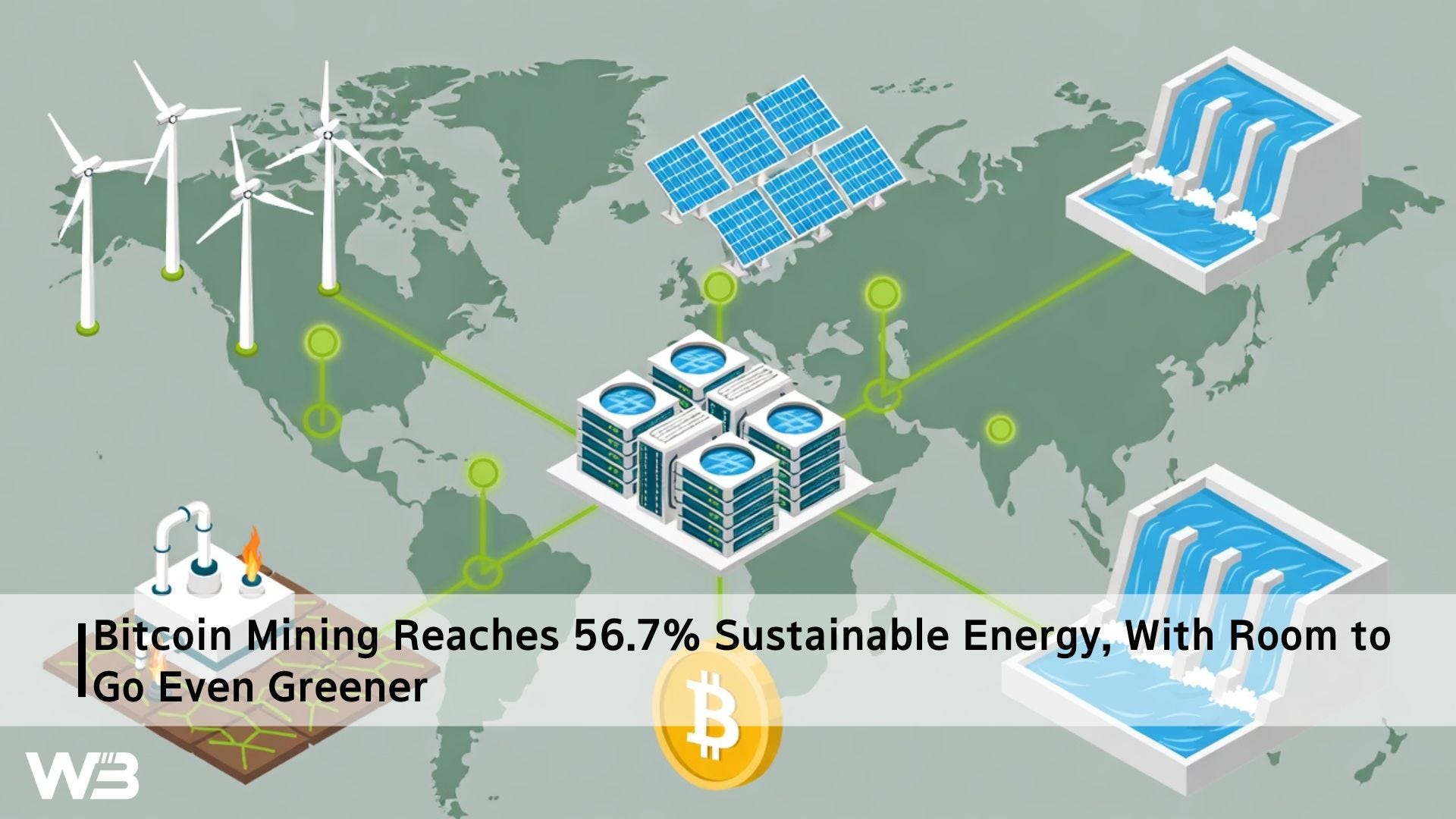 Bitcoin Mining Reaches 56.7% Sustainable Energy, With Room to Go Even Greener