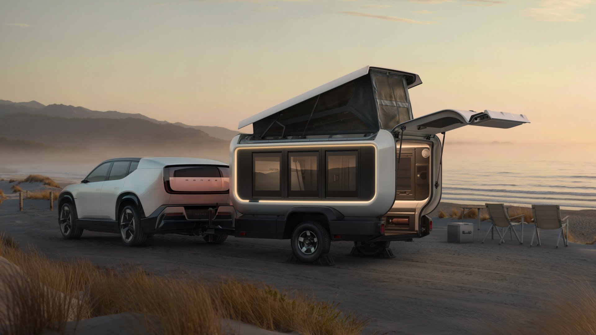 Hondas solar-powered trailer is a perfect match for EV owners who love camping