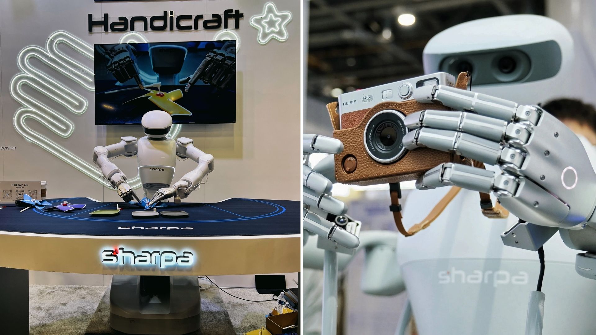 Humanoid robot with dexterous hands deals cards and builds a paper windmill 