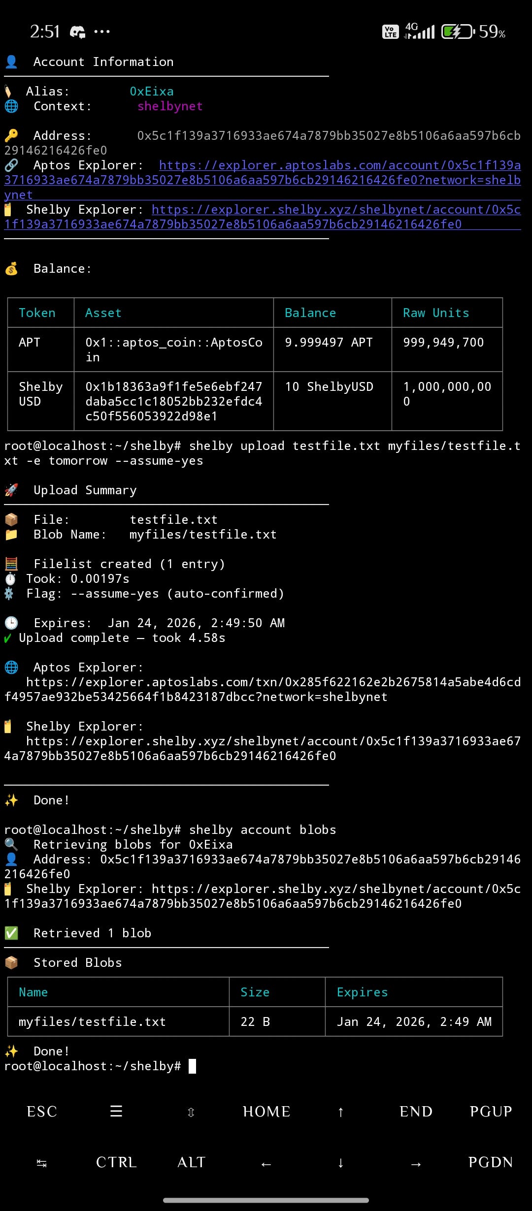 Shelby CLI installation on Android