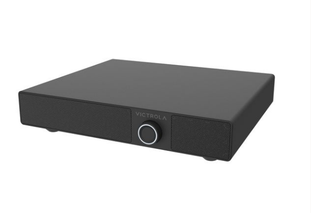 This speaker by Victrola sits underneath turntables and streams audio via Bluetooth