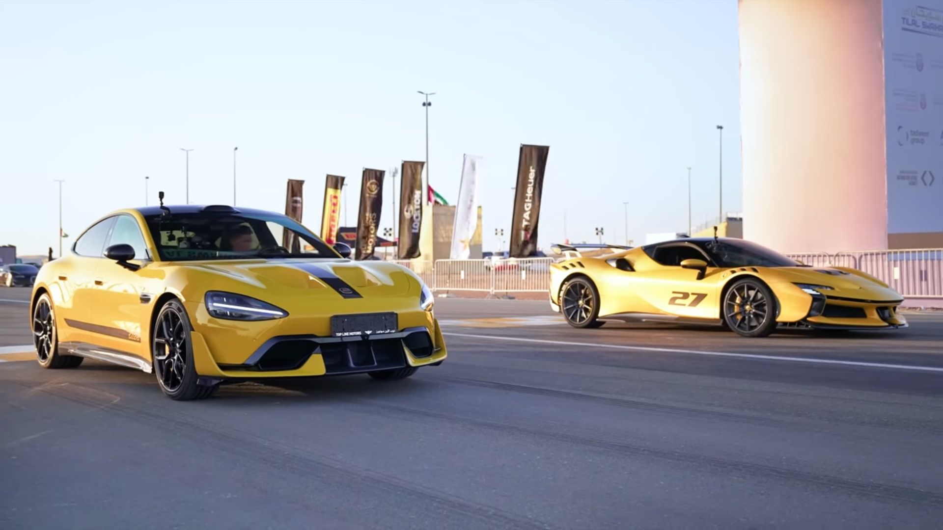 Video: Xiaomi EV beats Ferrari supercar in straight line race on slippery desert track