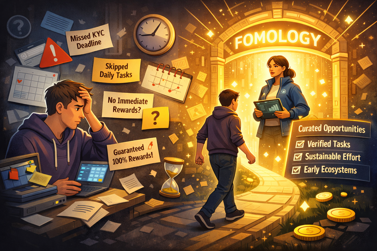 Not Every Task Matters: How Fomology Selects Crypto Opportunities Worth Consistency