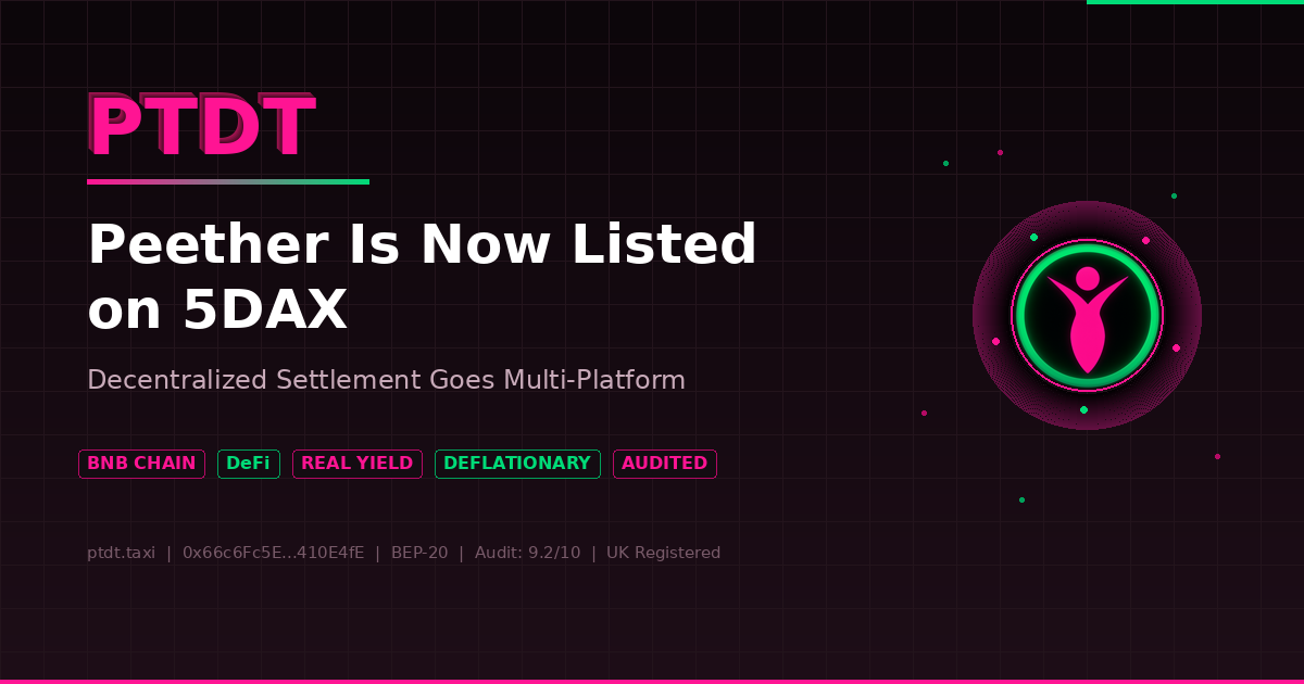 Peether (PTDT) Is Now Listed on 5DAX — Decentralized Settlement Goes Multi-Platform