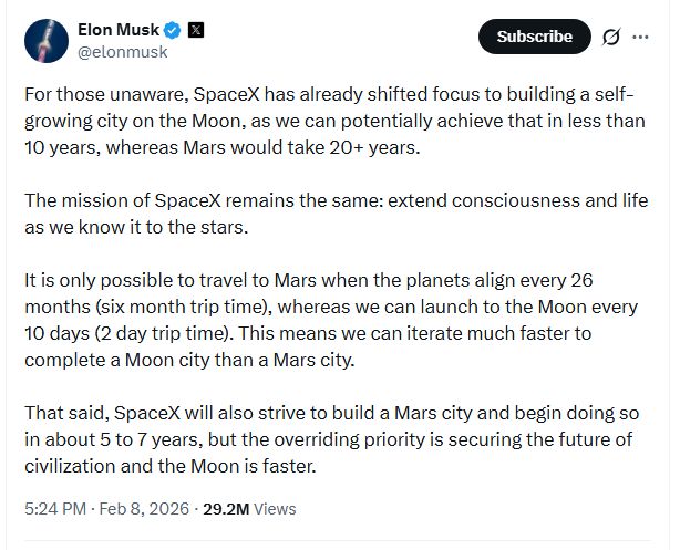 Why would Elon Musk pivot from Mars to the Moon all of a sudden?