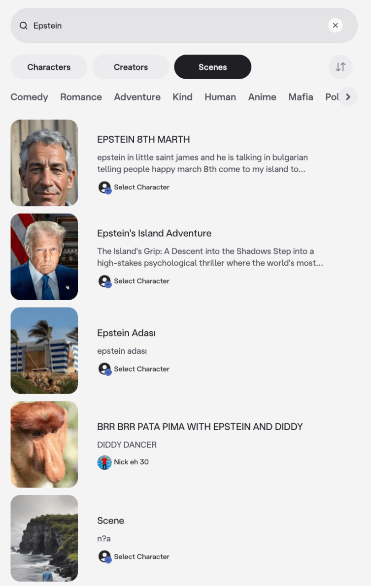 Character.AI Is Hosting Epstein Island Roleplays Scenarios and Ghislaine Maxwell Bots