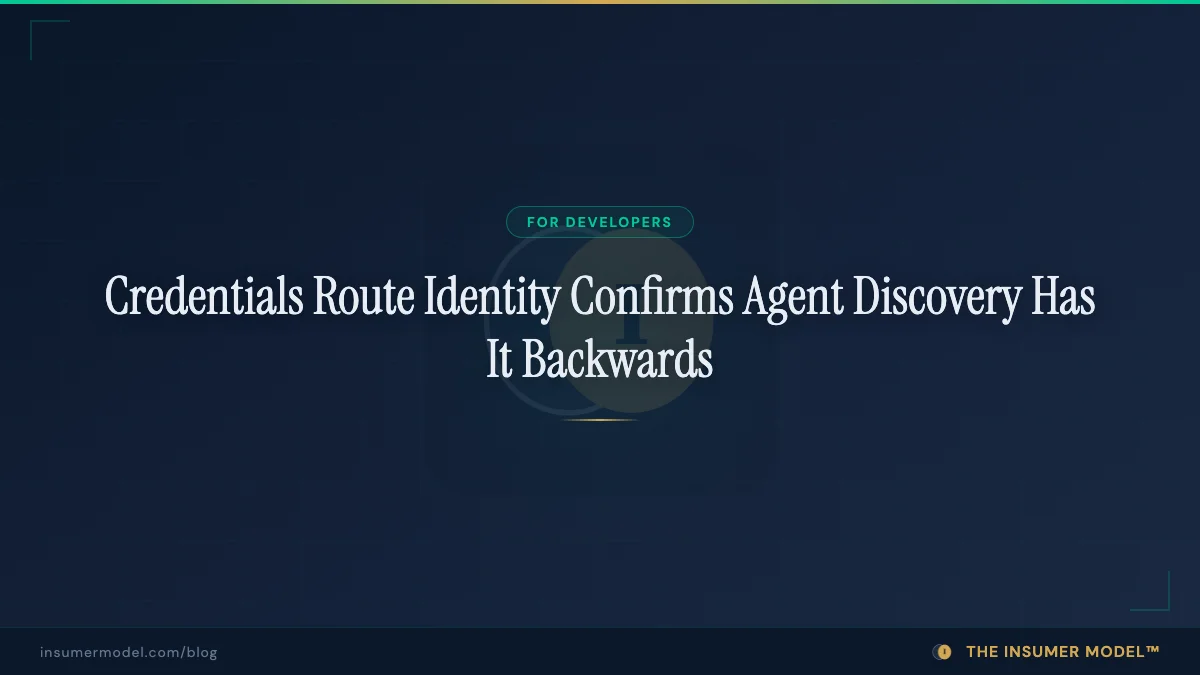 Credentials Route. Identity Confirms. Agent Discovery Has It Backwards.