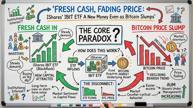 Fresh Cash, Fading Price: Why iShares’ IBIT ETF Keeps Attracting New Money Even as Bitcoin Slumps