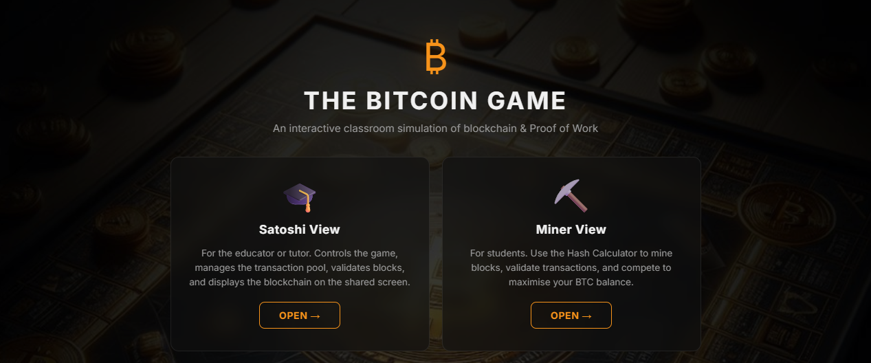 I Built a Free Bitcoin Mining Game for My Classroom — Because Words Weren’t Enough