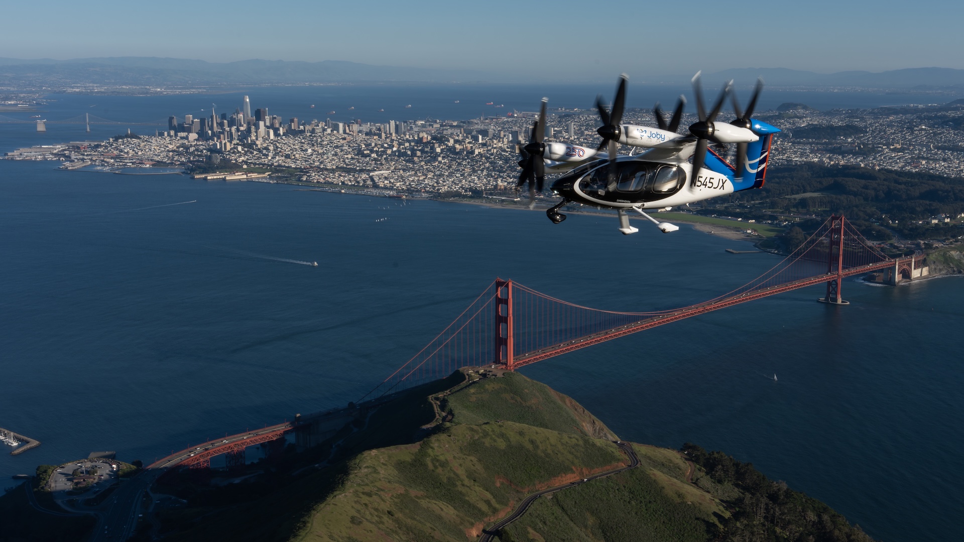 Joby’s electric air taxi flies over San Francisco eyeing pilotless aviation