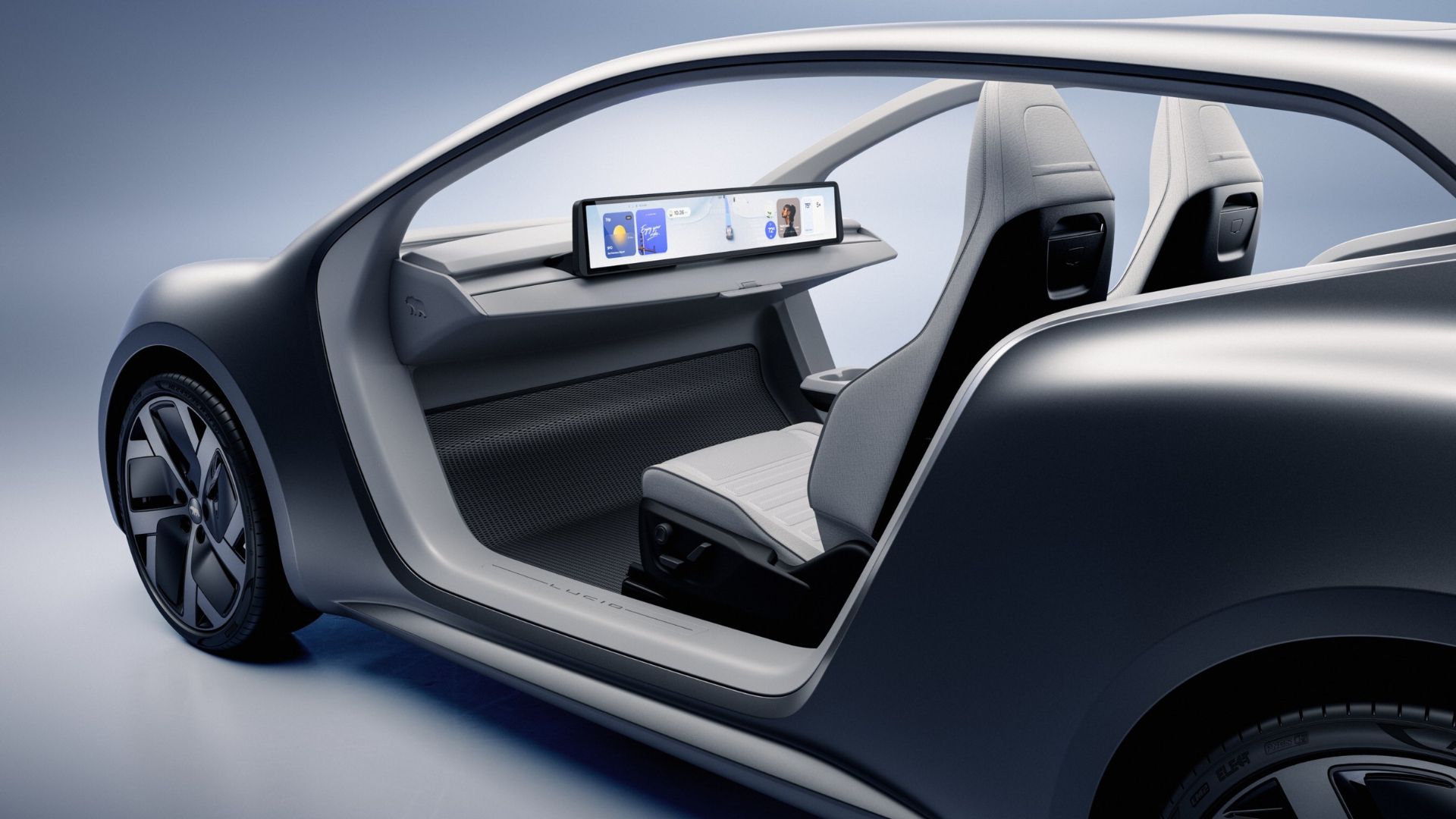 Lucid reveals sleek two-seat Lunar robotaxi with no steering wheel or pedals