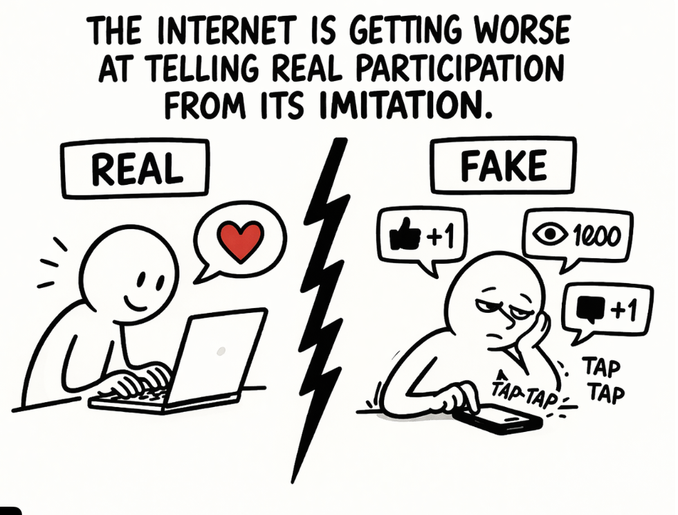 The internet is getting worse at telling real participation from its imitation