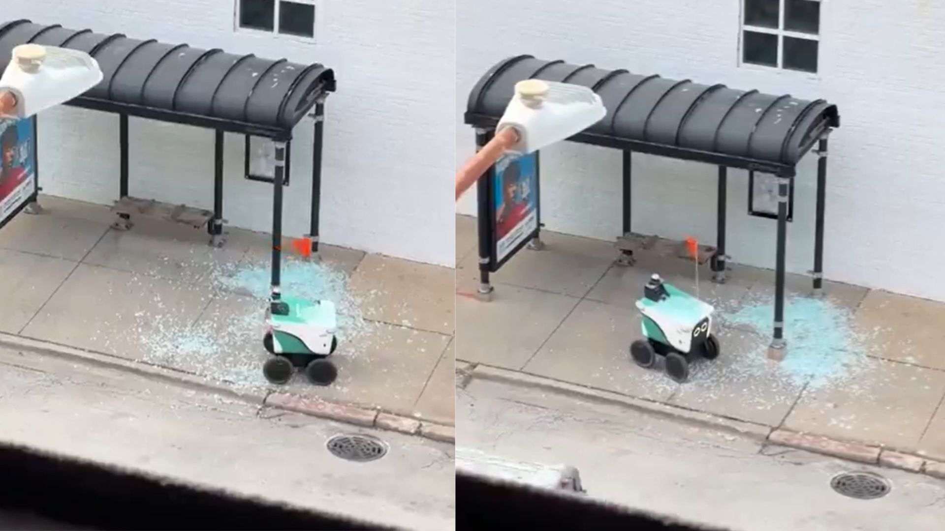 Video: Delivery robot shatters Chicago bus shelter glass in disastrous sidewalk crash