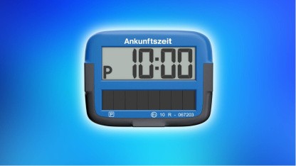 Anzeige: Solarbetriebene elektronische Parkscheibe zum Tiefstpreis