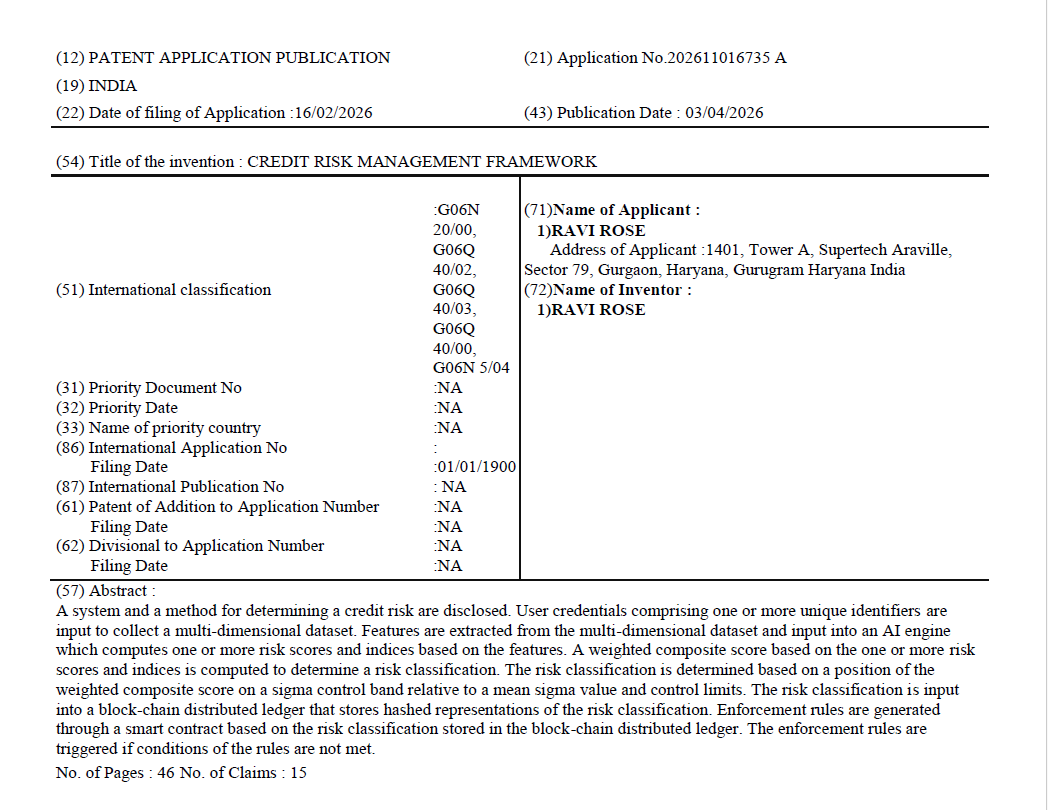 Credit Risk Management Framework_Patent