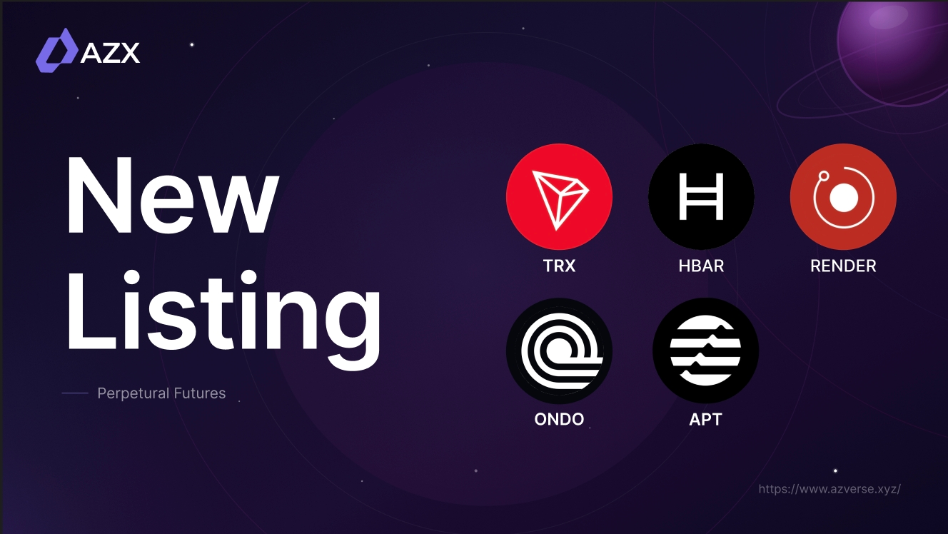 New Perpetual Listings on AZX: Trade TRX, ONDO, APT, HBAR, and RNDR