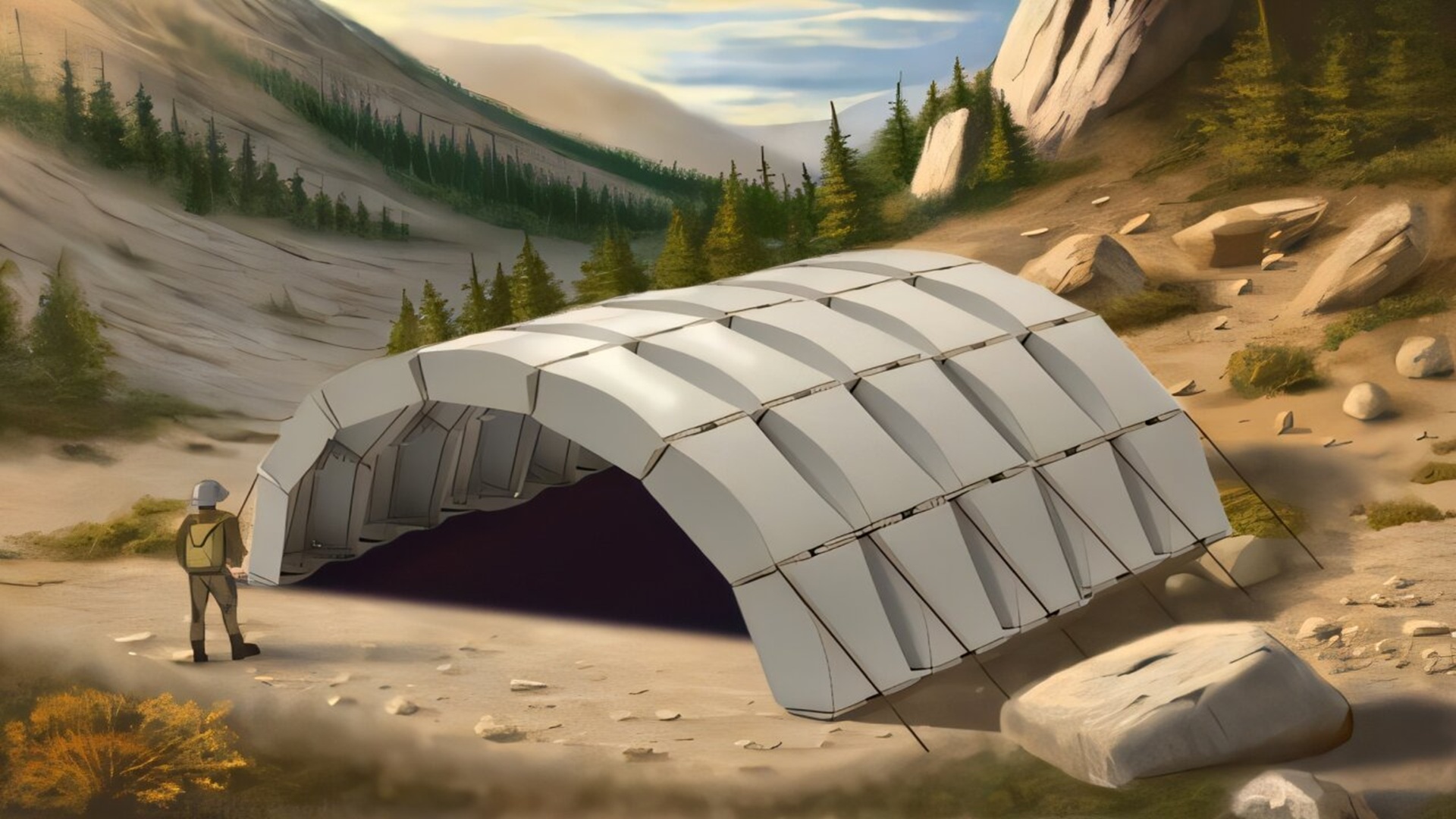 Inverse-designed crease patterns reshape flat composite into load-bearing 3D structure
