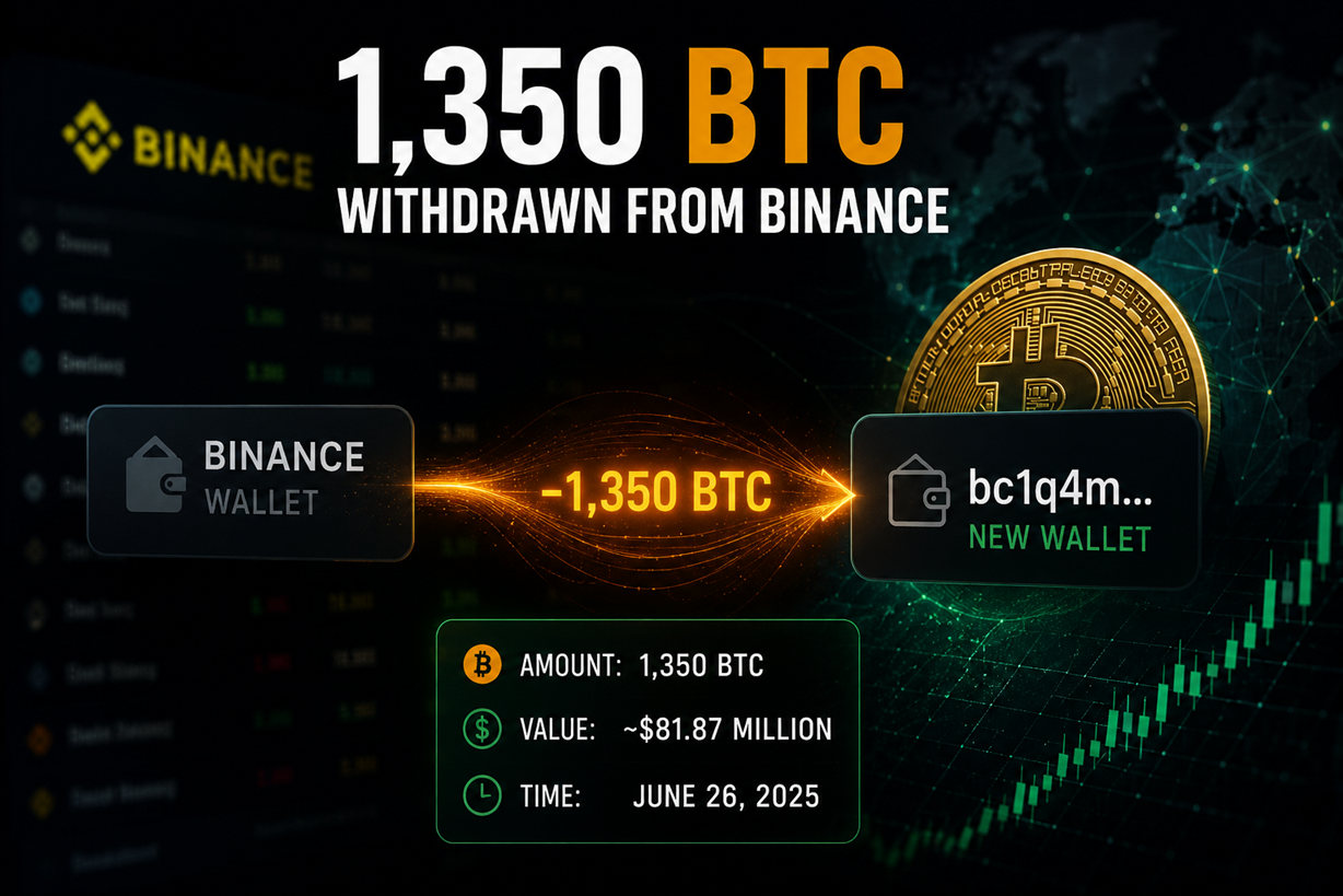 A New Bitcoin Wallet Just Withdrew 1,350 BTC From Binance. Here’s Why Traders Are Watching