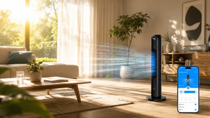 Anzeige: Für eine kühle Brise – kurzzeitig doppelt sparen bei smartem Turmventilator