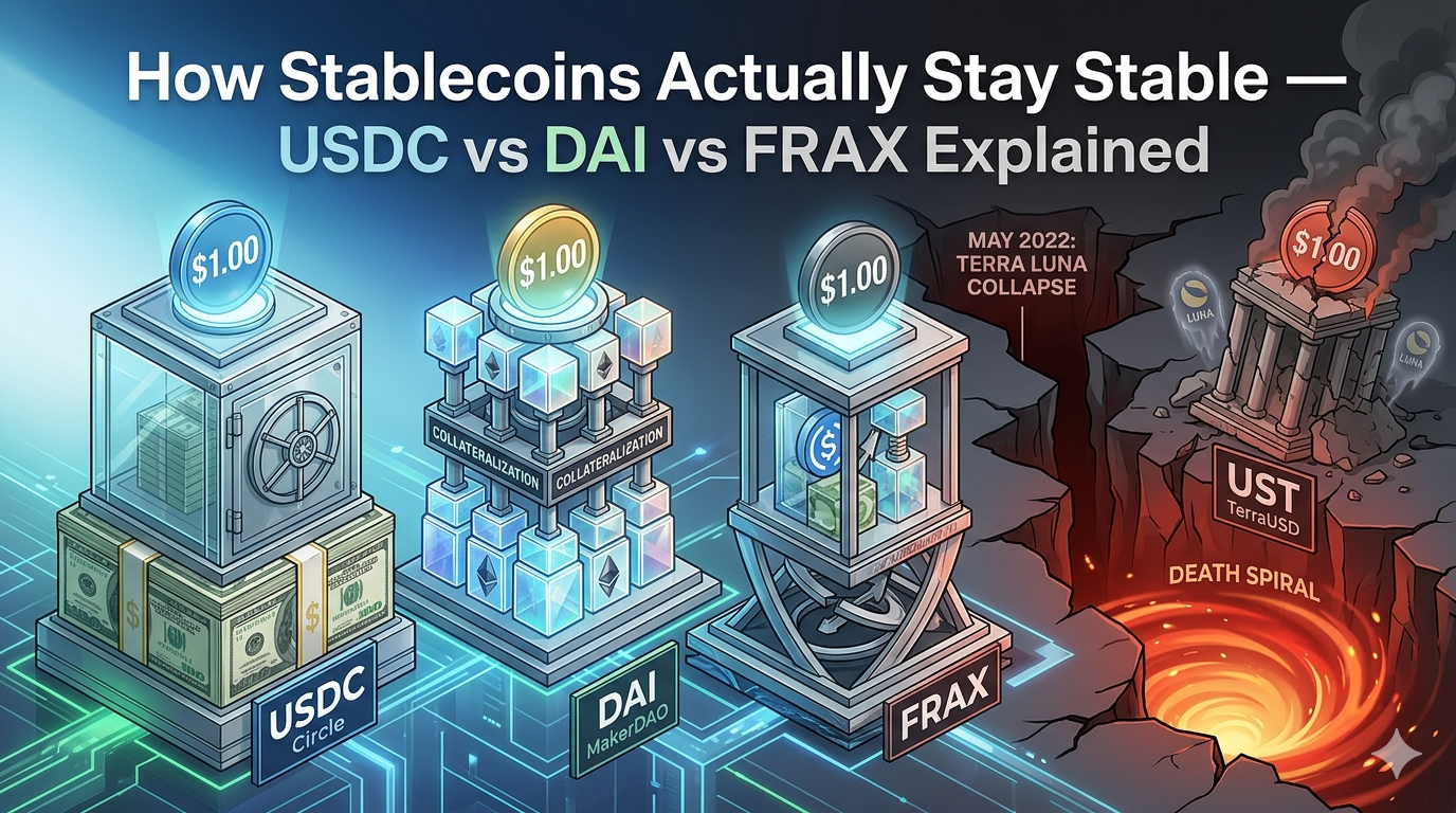How Stablecoins Actually Stay Stable — USDC vs DAI vs FRAX Explained