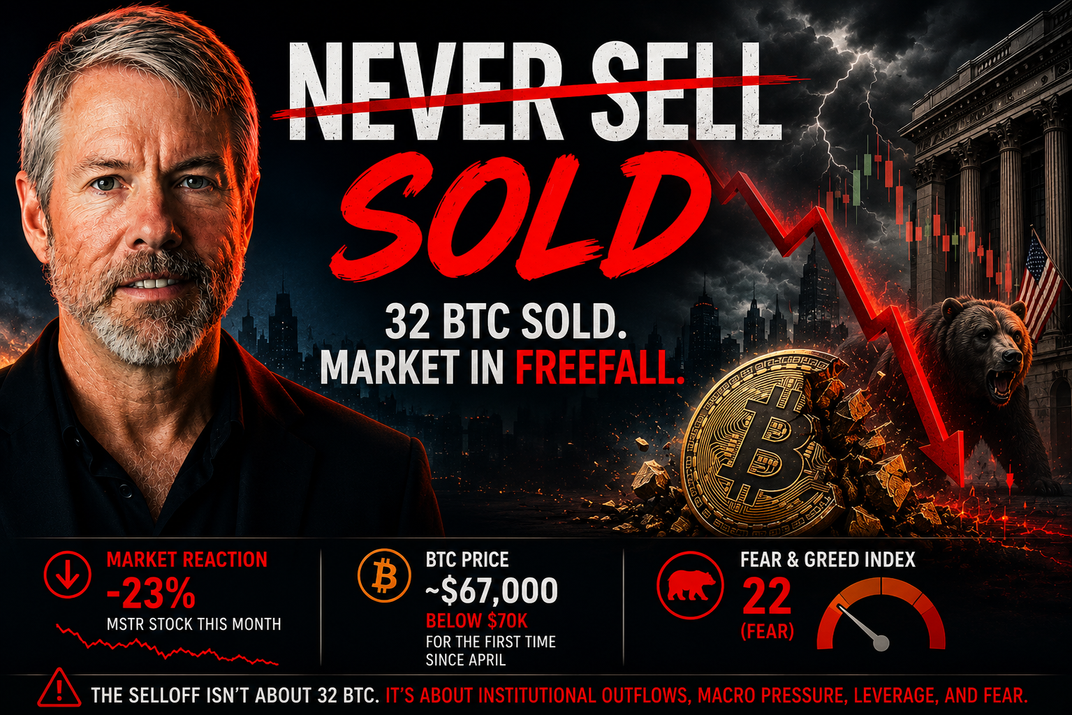 Michael Saylor Sold❗Bitcoin Continues the Collapse