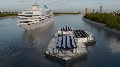 Offshore-Wasserstoff: Schwimmende Strom-Tankstelle für Kreuzfahrtschiffe entworfen