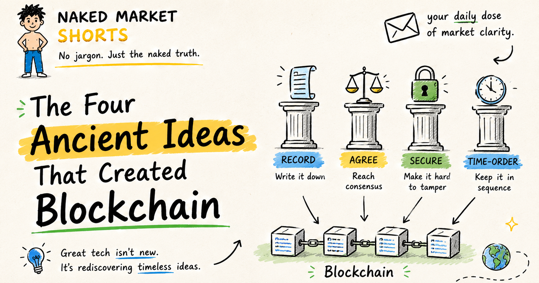 The Four Ancient Ideas That Created Blockchain