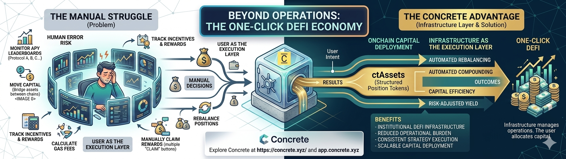 The One-Click DeFi Economy: From Manual Operations to Effortless Outcomes