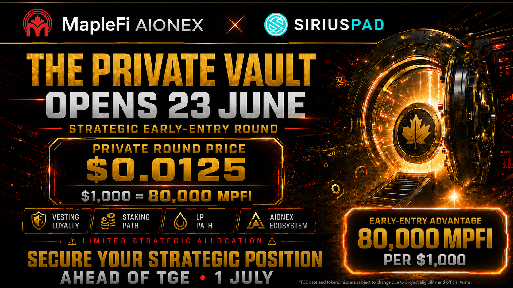 The Private Vault Opens: Enter MapleFi AIONEX Through SiriusPad and Activate the ALIGN360 Advantage