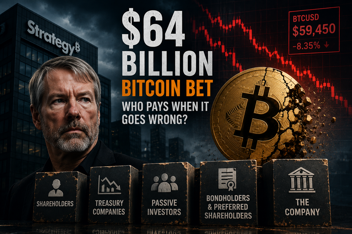 Who Really Pays If Strategy’s $64 Billion Bitcoin Bet Stops Working?