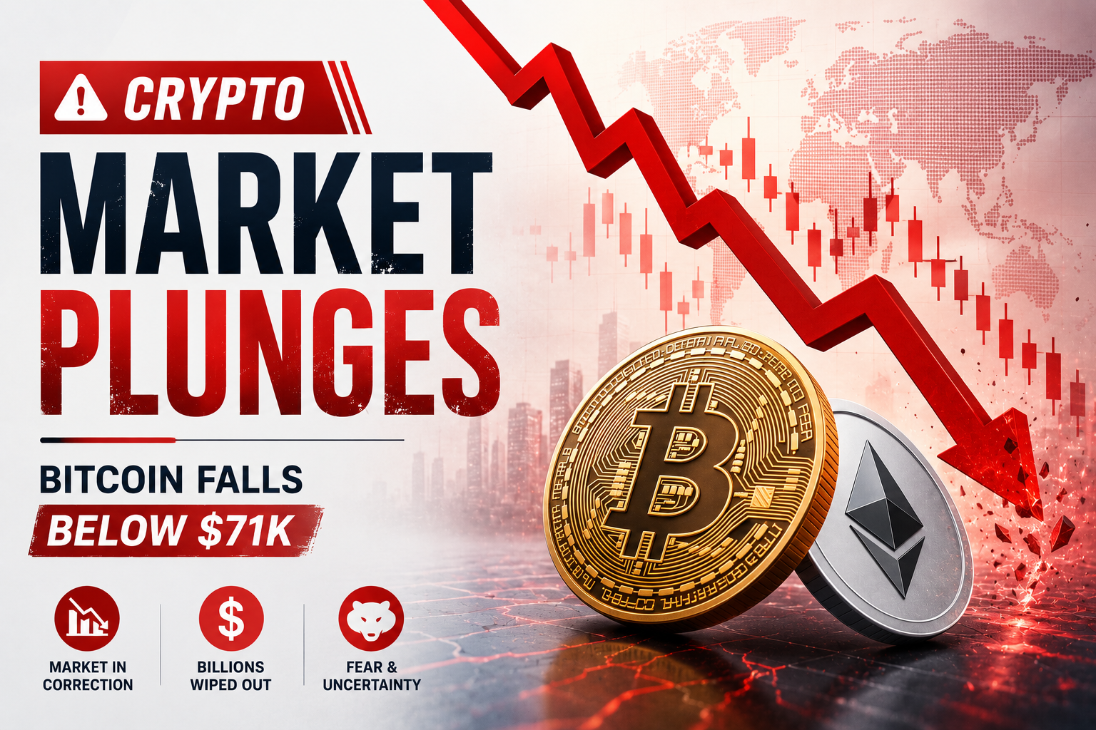 Crypto Market Plunges as Bitcoin Falls Below $71K, Billions Wiped Out