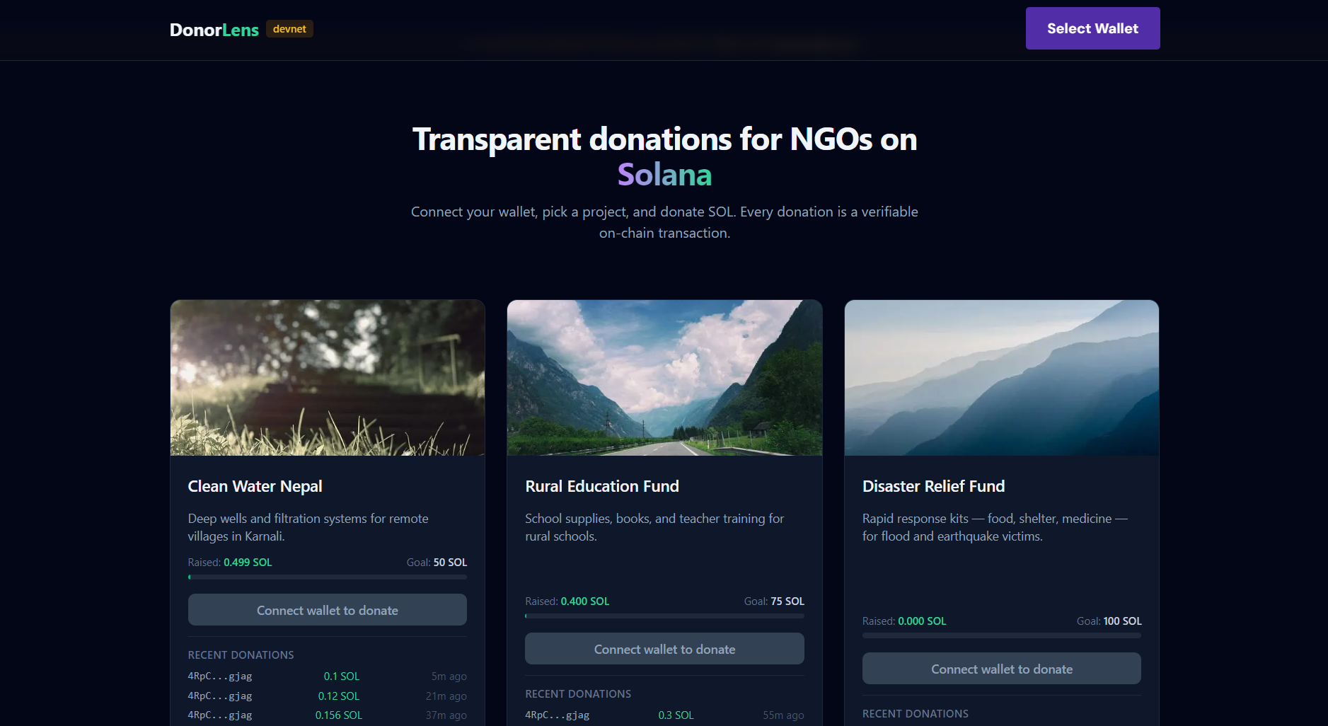 DonorLens : a Donation Transparency App for NGOs on Blockchain
